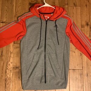 Adidas orange and grey zip-up sweater, looks brand new.